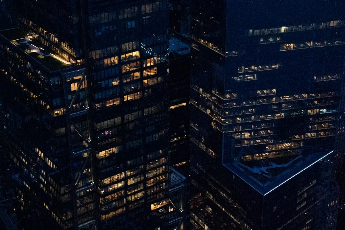 night shift worker under city lights